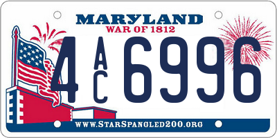 MD license plate 4AC6996