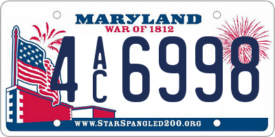 MD license plate 4AC6998