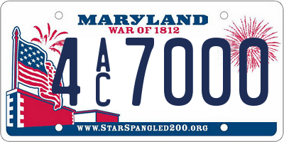 MD license plate 4AC7000