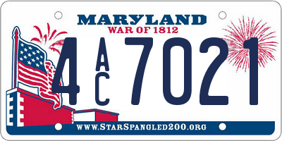 MD license plate 4AC7021