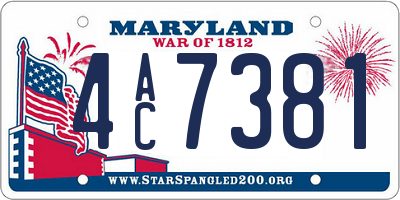 MD license plate 4AC7381