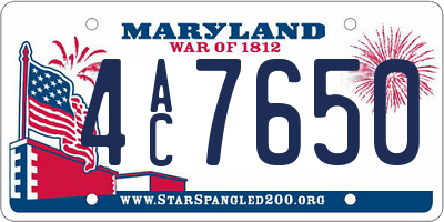 MD license plate 4AC7650
