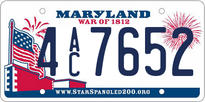 MD license plate 4AC7652