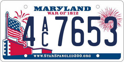 MD license plate 4AC7653
