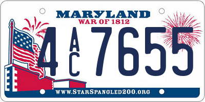 MD license plate 4AC7655