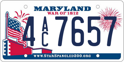 MD license plate 4AC7657