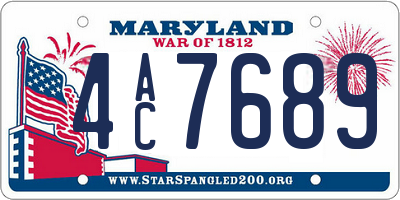 MD license plate 4AC7689