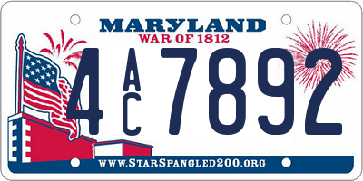 MD license plate 4AC7892