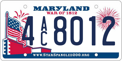 MD license plate 4AC8012