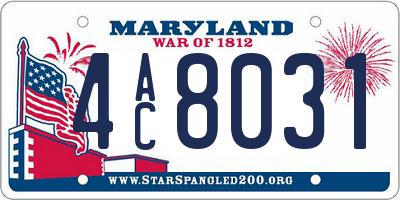 MD license plate 4AC8031