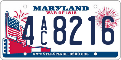 MD license plate 4AC8216