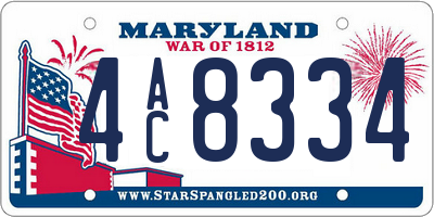 MD license plate 4AC8334
