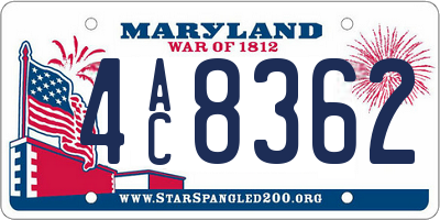 MD license plate 4AC8362