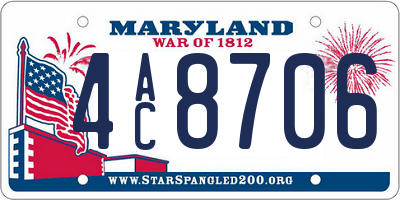 MD license plate 4AC8706