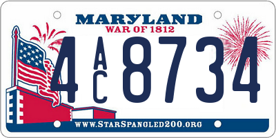 MD license plate 4AC8734