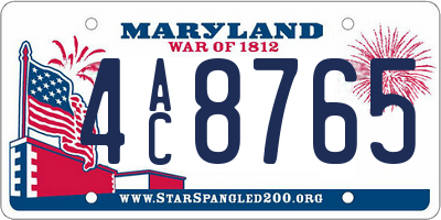 MD license plate 4AC8765