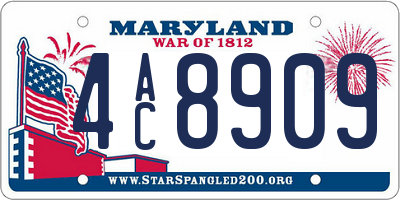 MD license plate 4AC8909
