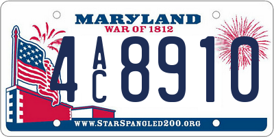 MD license plate 4AC8910