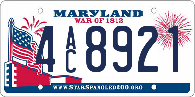 MD license plate 4AC8921