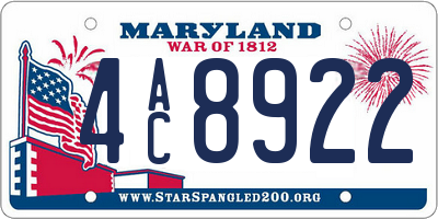 MD license plate 4AC8922