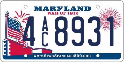 MD license plate 4AC8931