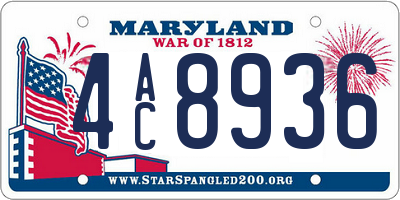 MD license plate 4AC8936