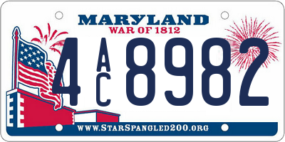 MD license plate 4AC8982