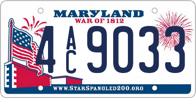 MD license plate 4AC9033