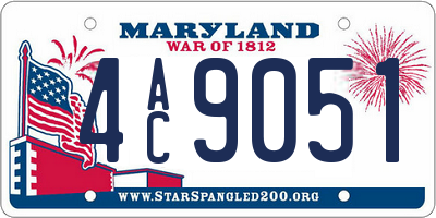 MD license plate 4AC9051