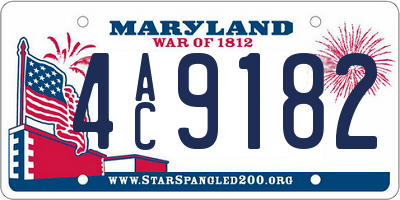 MD license plate 4AC9182