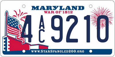 MD license plate 4AC9210