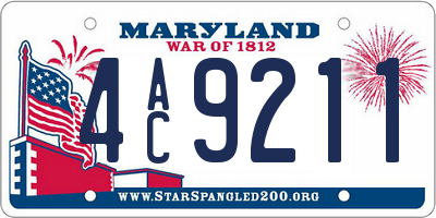 MD license plate 4AC9211