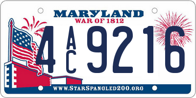 MD license plate 4AC9216