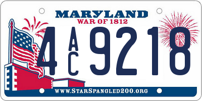 MD license plate 4AC9218