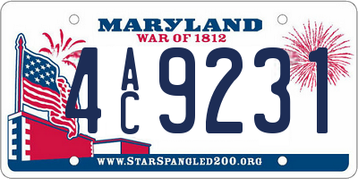 MD license plate 4AC9231