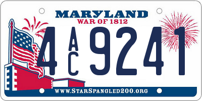 MD license plate 4AC9241