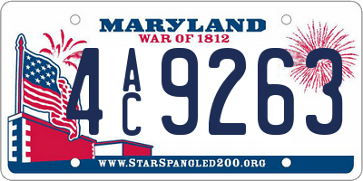 MD license plate 4AC9263
