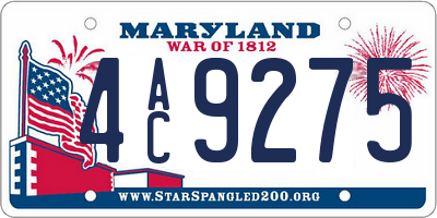 MD license plate 4AC9275