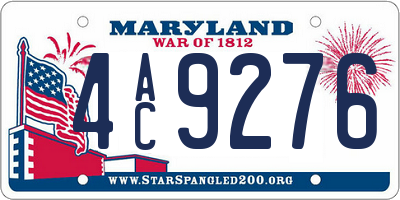 MD license plate 4AC9276
