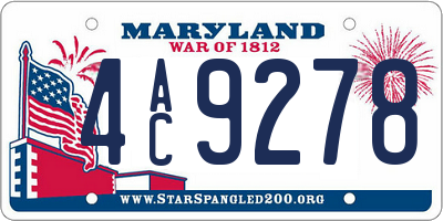 MD license plate 4AC9278