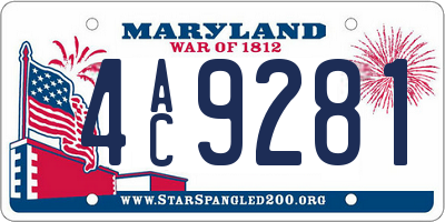 MD license plate 4AC9281