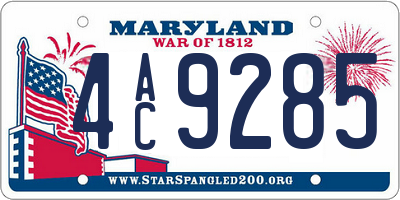 MD license plate 4AC9285