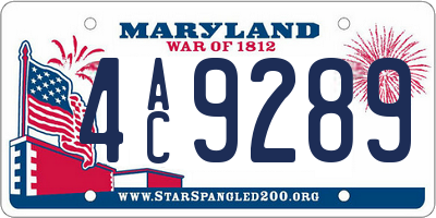 MD license plate 4AC9289