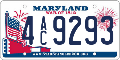 MD license plate 4AC9293
