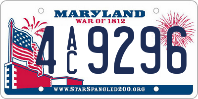 MD license plate 4AC9296