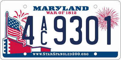 MD license plate 4AC9301