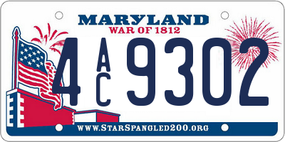 MD license plate 4AC9302