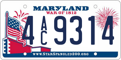 MD license plate 4AC9314