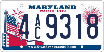 MD license plate 4AC9318