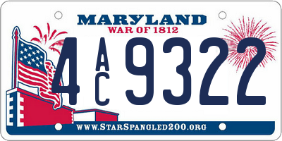 MD license plate 4AC9322